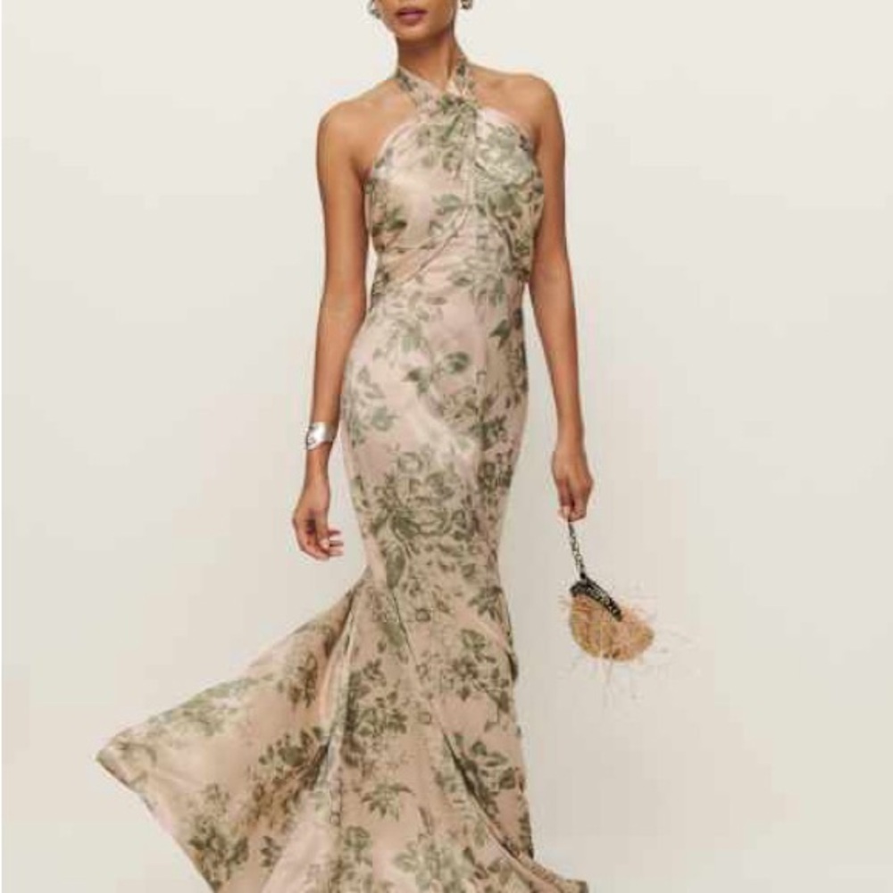 Reformation Veria Silk Maxi Dress Symphonic Brand New - Picture 4 of 10